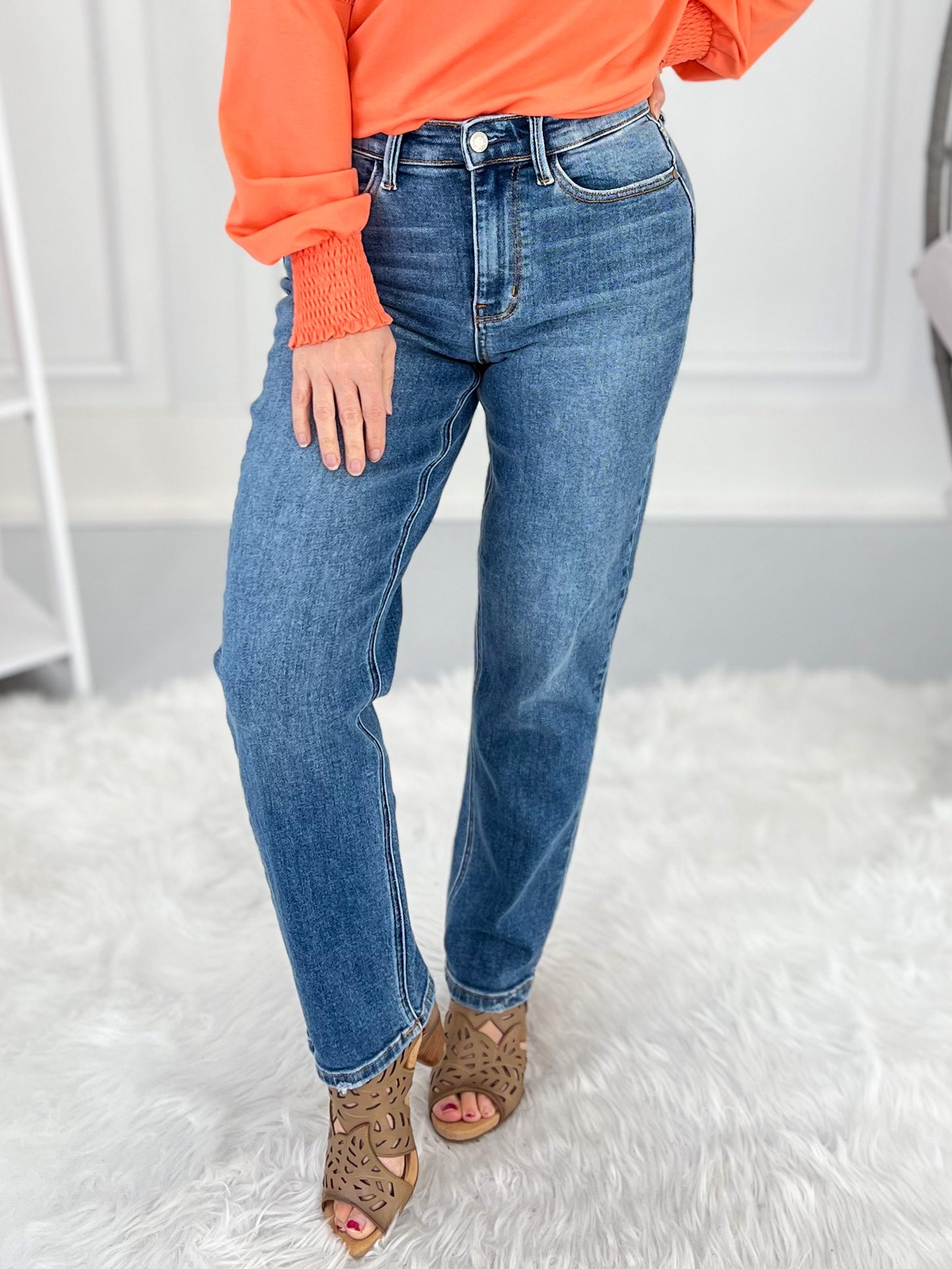 A Step Ahead - Judy Blue Ankle Straight Leg Jean