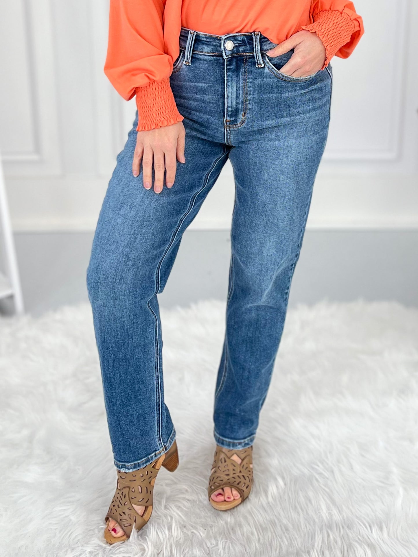 A Step Ahead - Judy Blue Ankle Straight Leg Jean