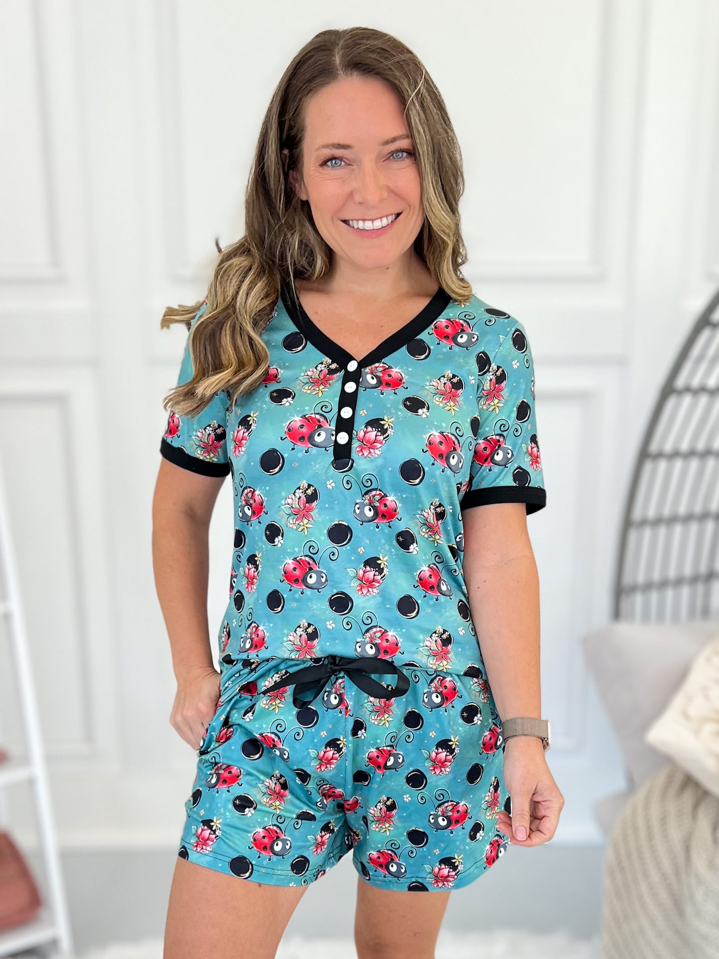Crazy Soft Pajama Shorts Set - Ladybugs
