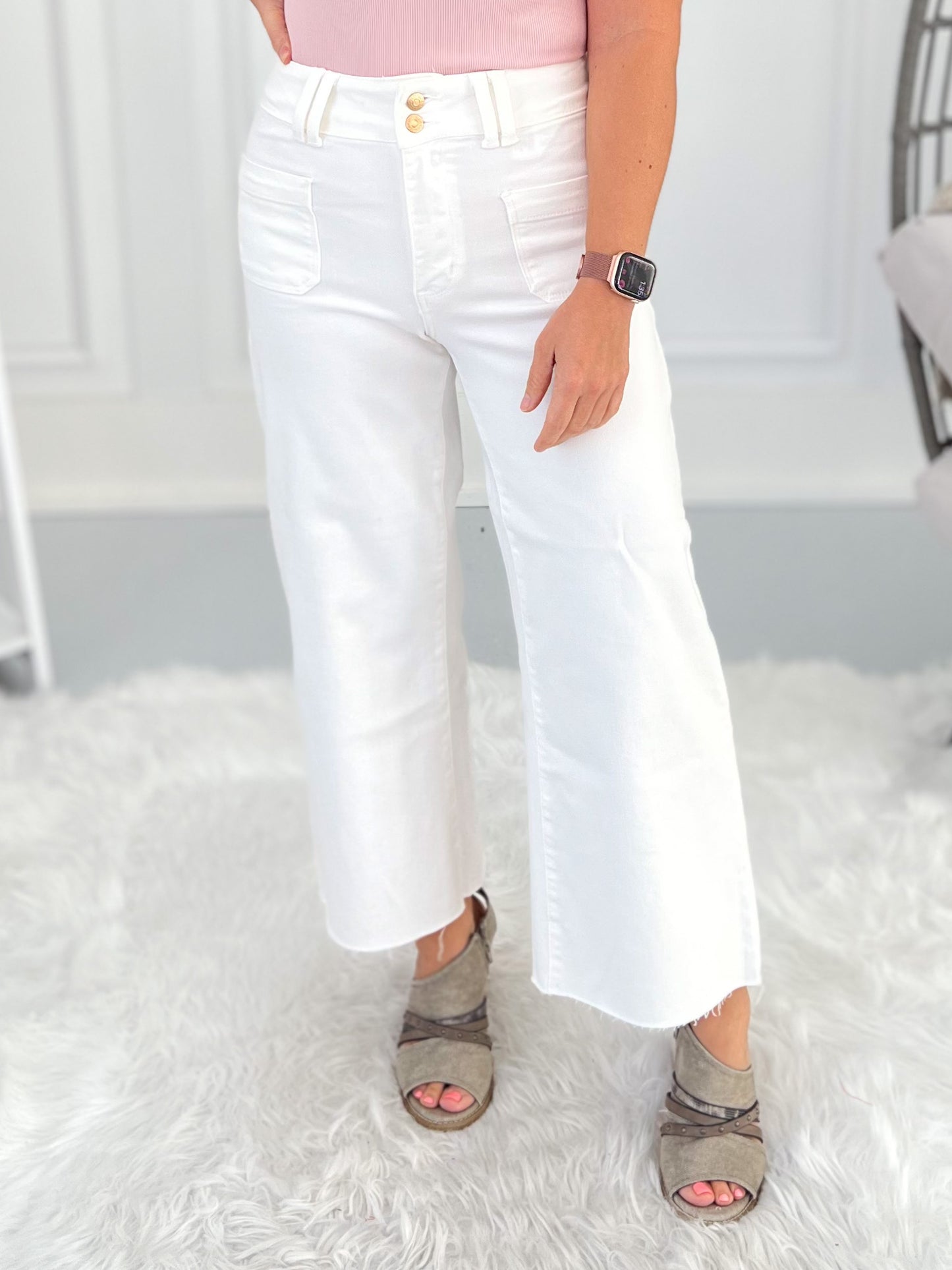 White Noise - Judy Blue Cropped Wide Leg Jean