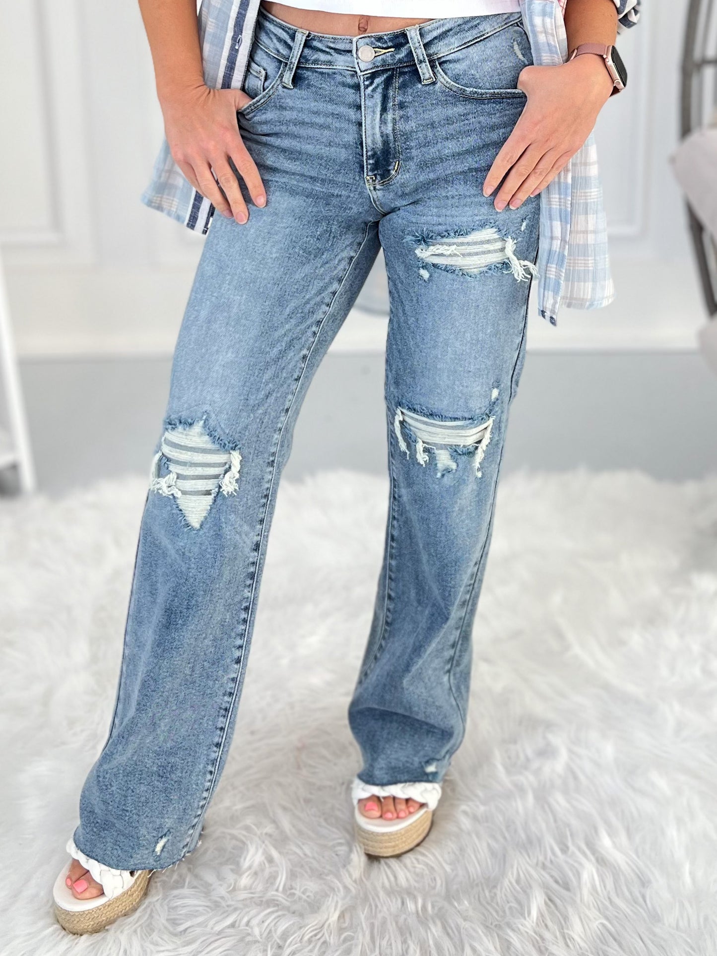Be Kind, Rewind - Judy Blue Distressed 90's Straight Leg Jean