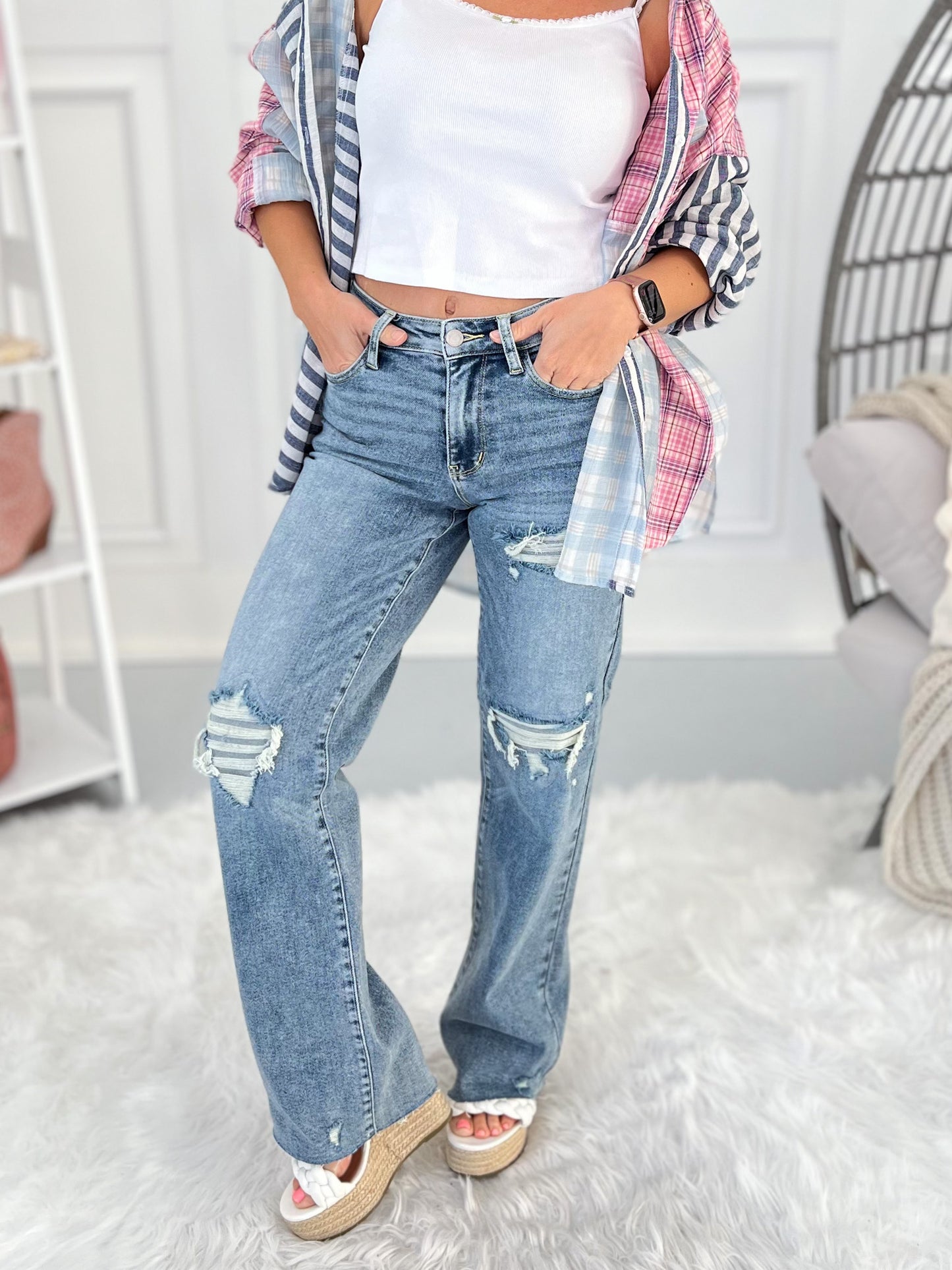 Be Kind, Rewind - Judy Blue Distressed 90's Straight Leg Jean