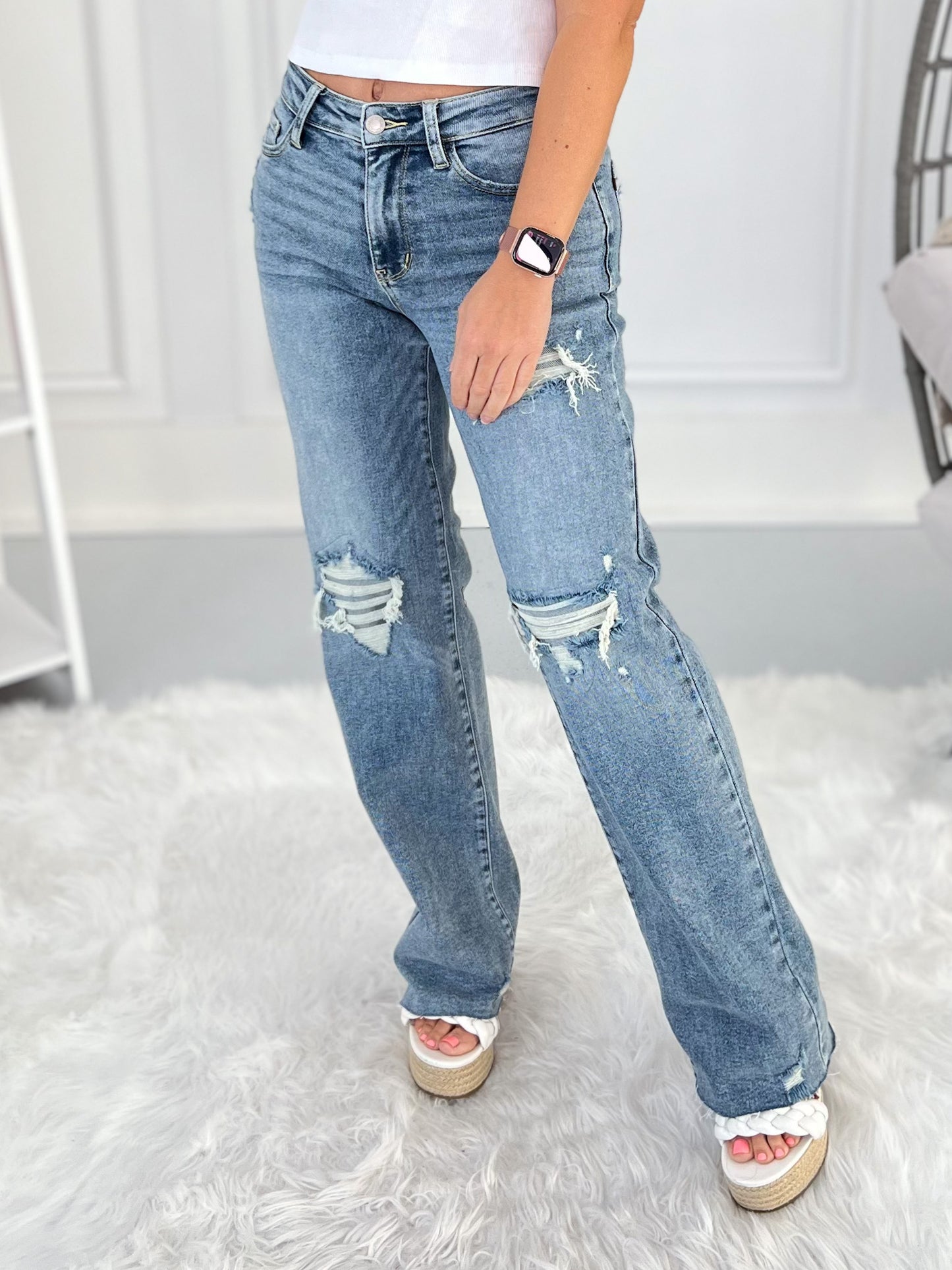 Be Kind, Rewind - Judy Blue Distressed 90's Straight Leg Jean