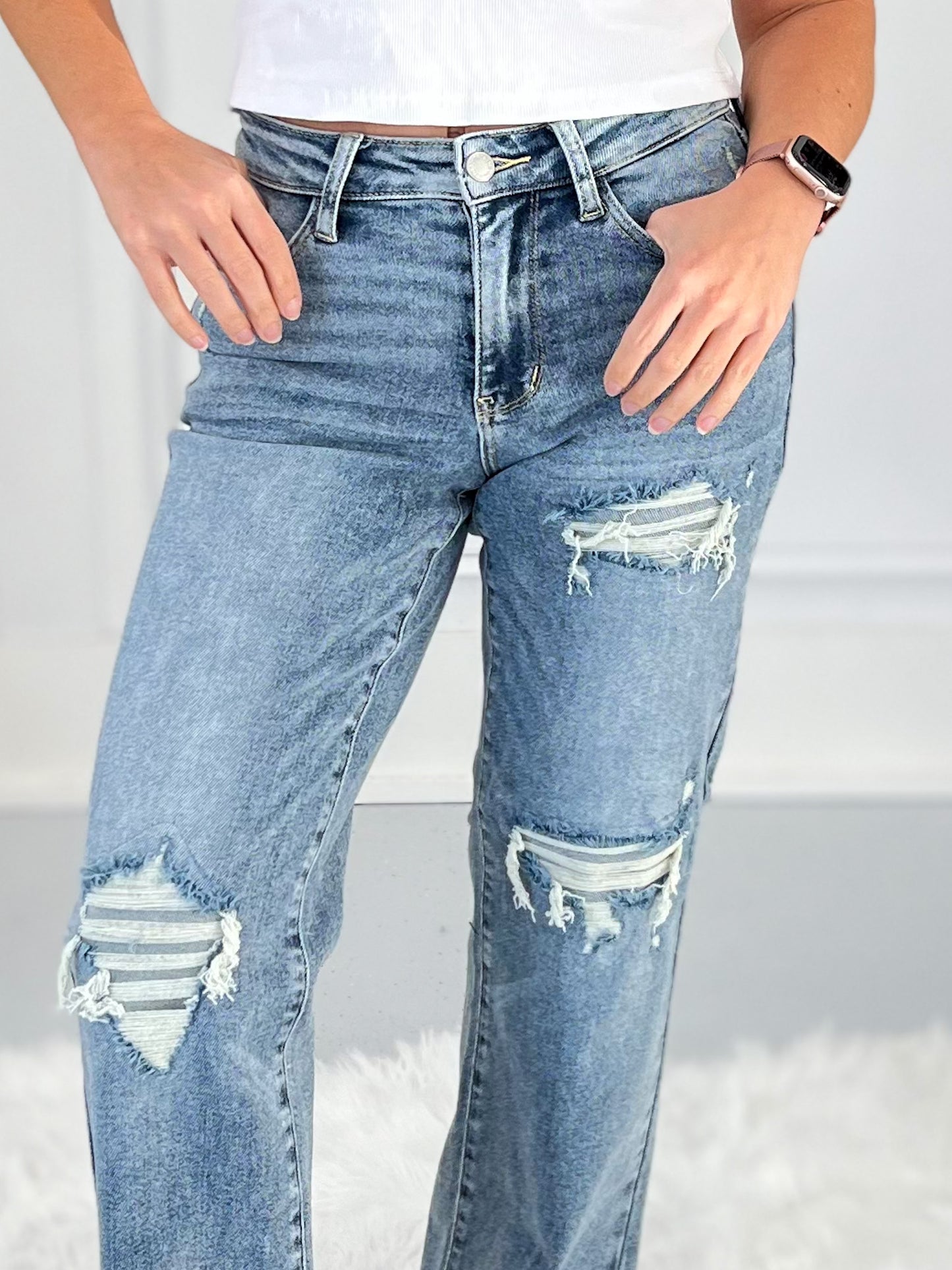 Be Kind, Rewind - Judy Blue Distressed 90's Straight Leg Jean