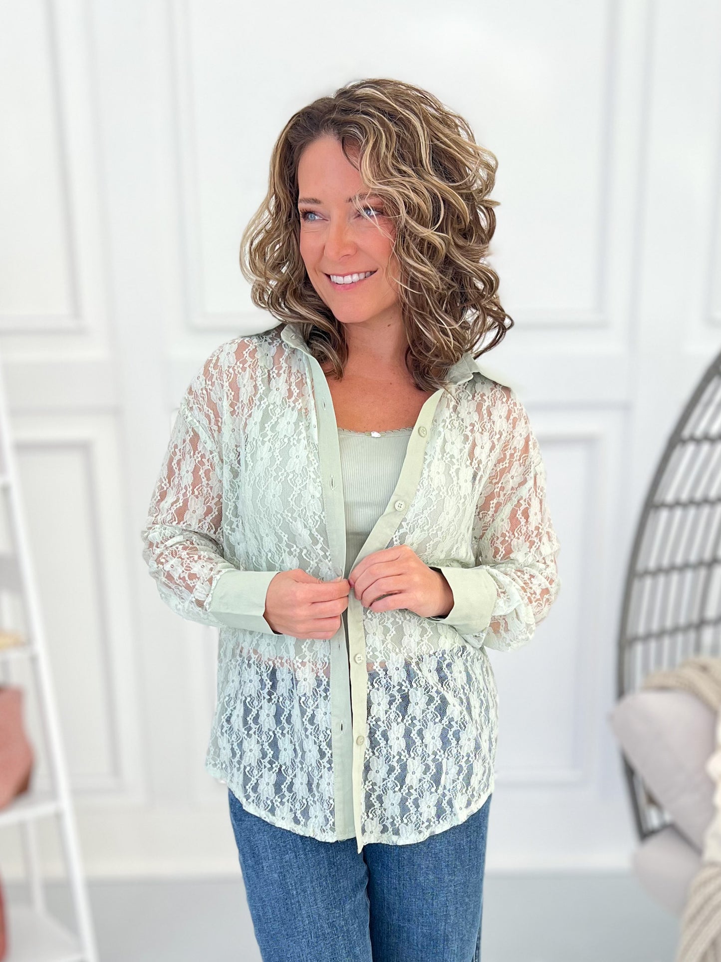 Would You Be Mine Lace Mesh Top