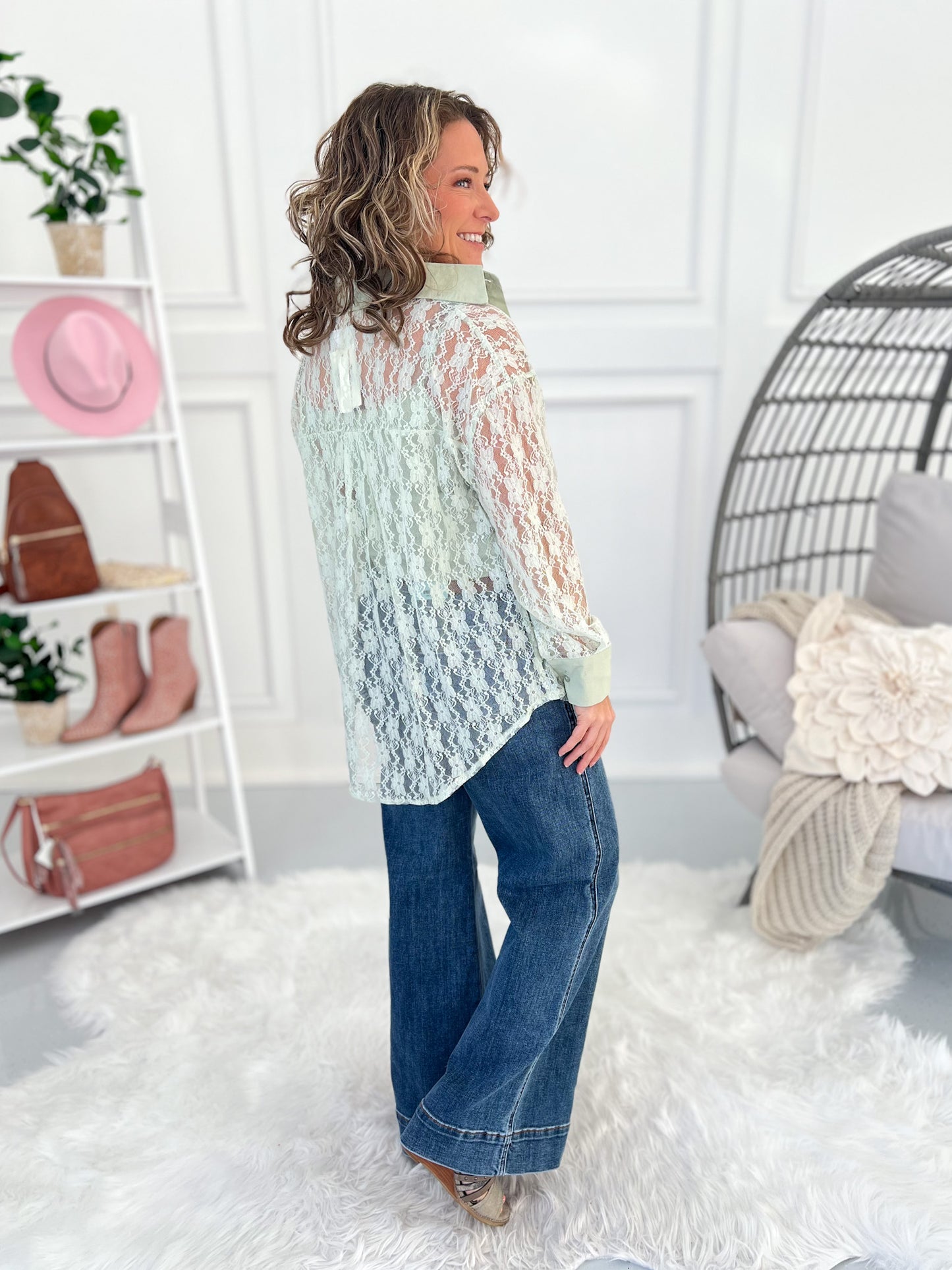 Would You Be Mine Lace Mesh Top