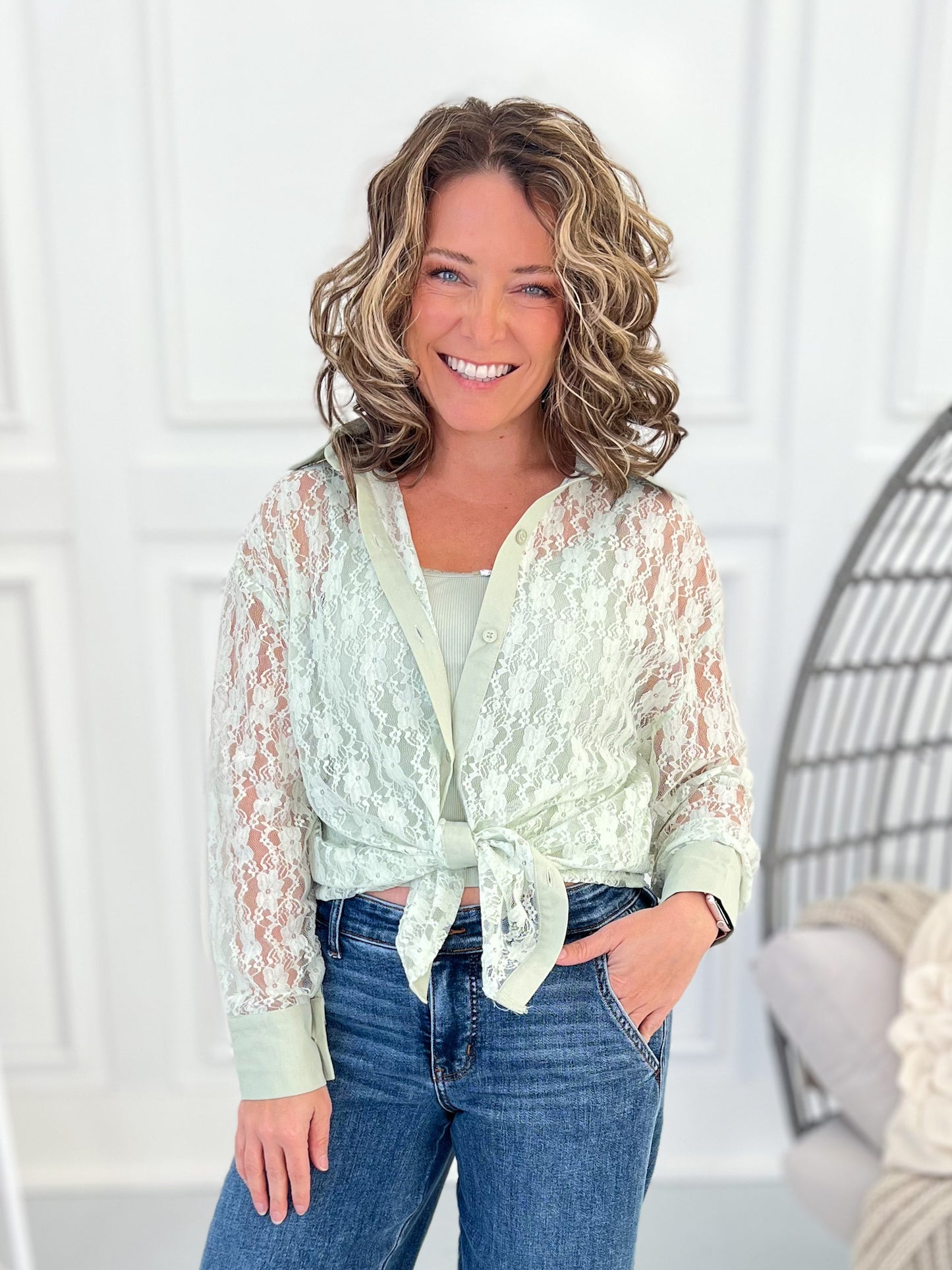 Would You Be Mine Lace Mesh Top