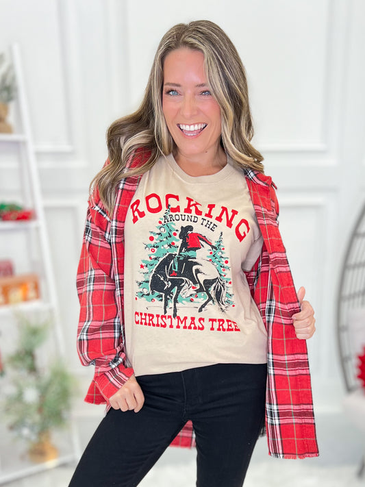 Rocking Around The Christmas Tree Graphic Tee- Final Sale