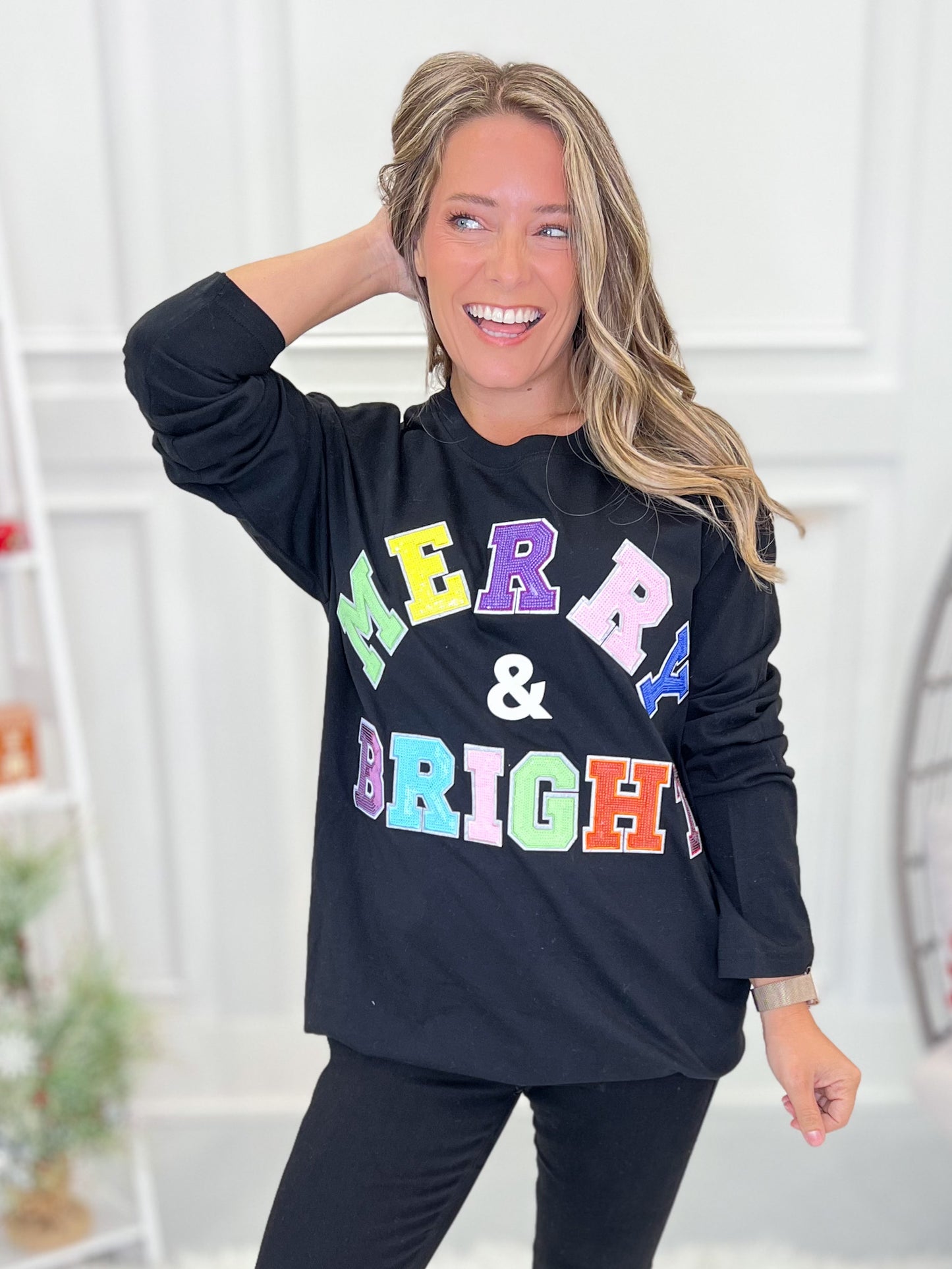 Merry & Bright Sequin Graphic Tee