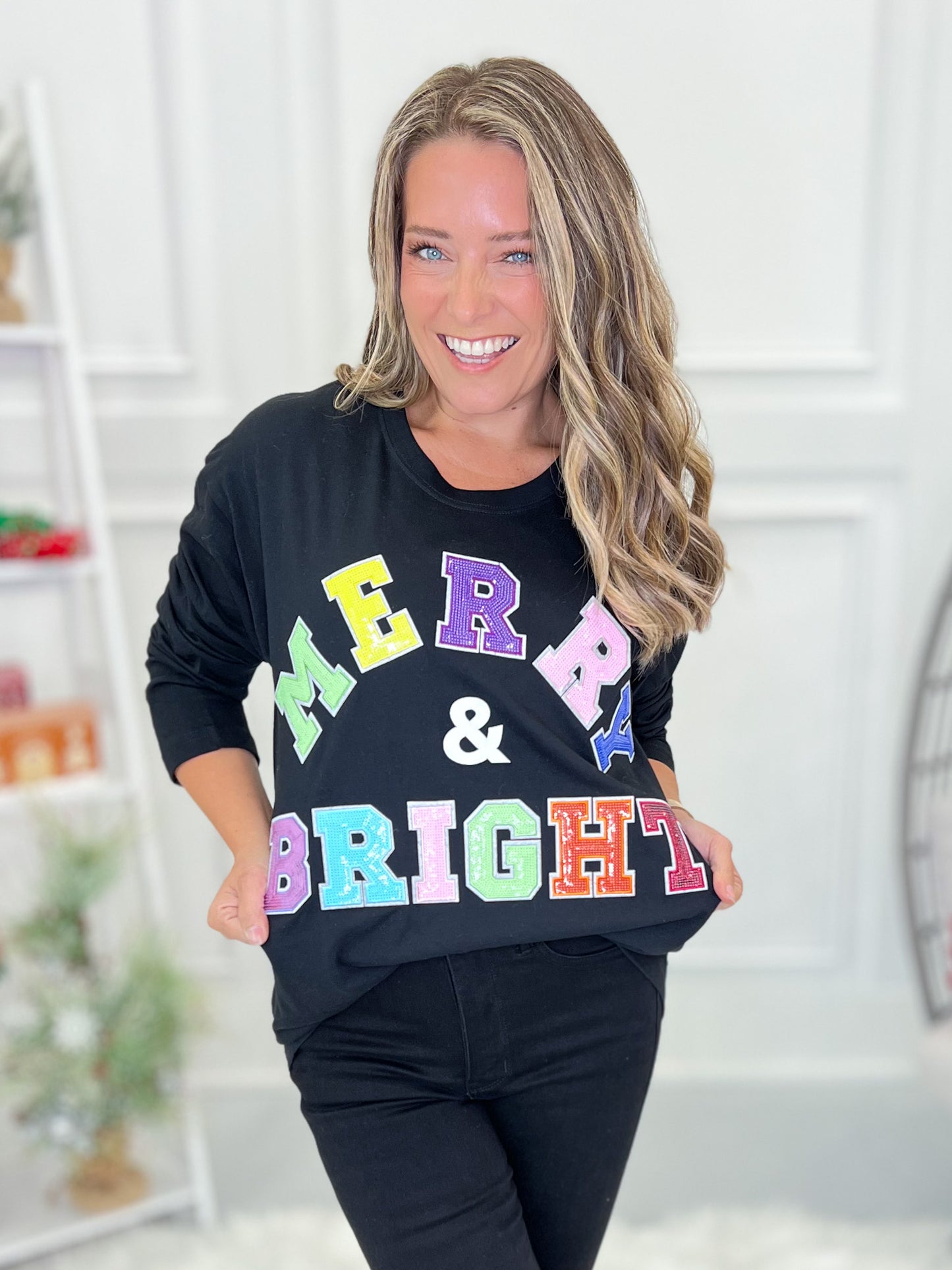 Merry & Bright Sequin Graphic Tee