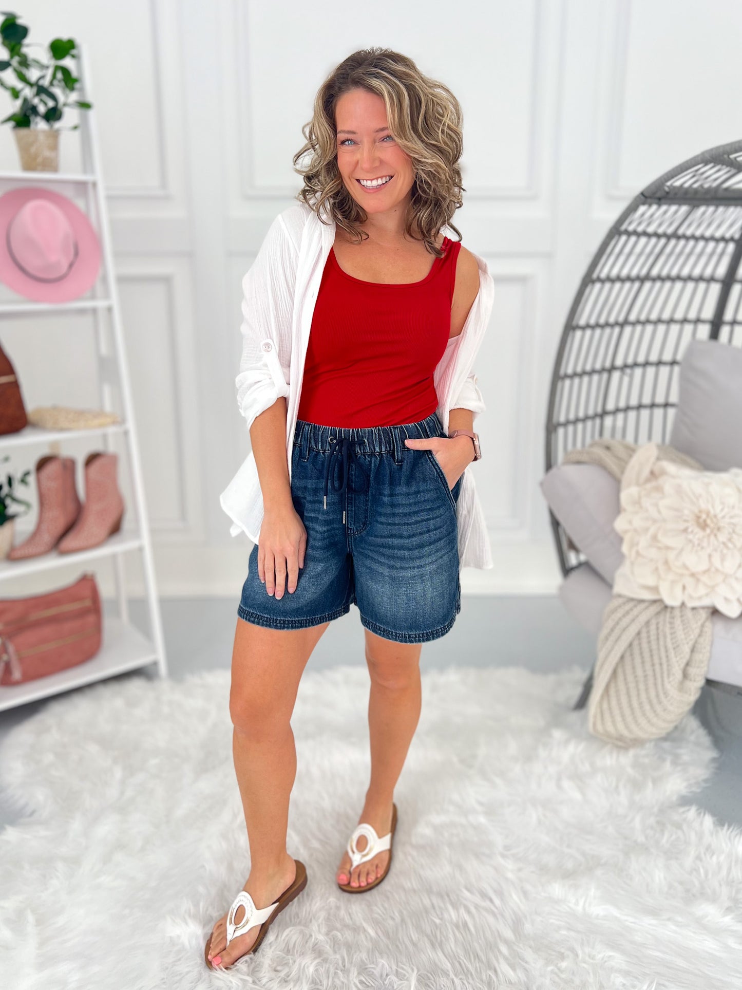 Float Your Boat - Judy Blue Featherweight Baggy Pull On Shorts