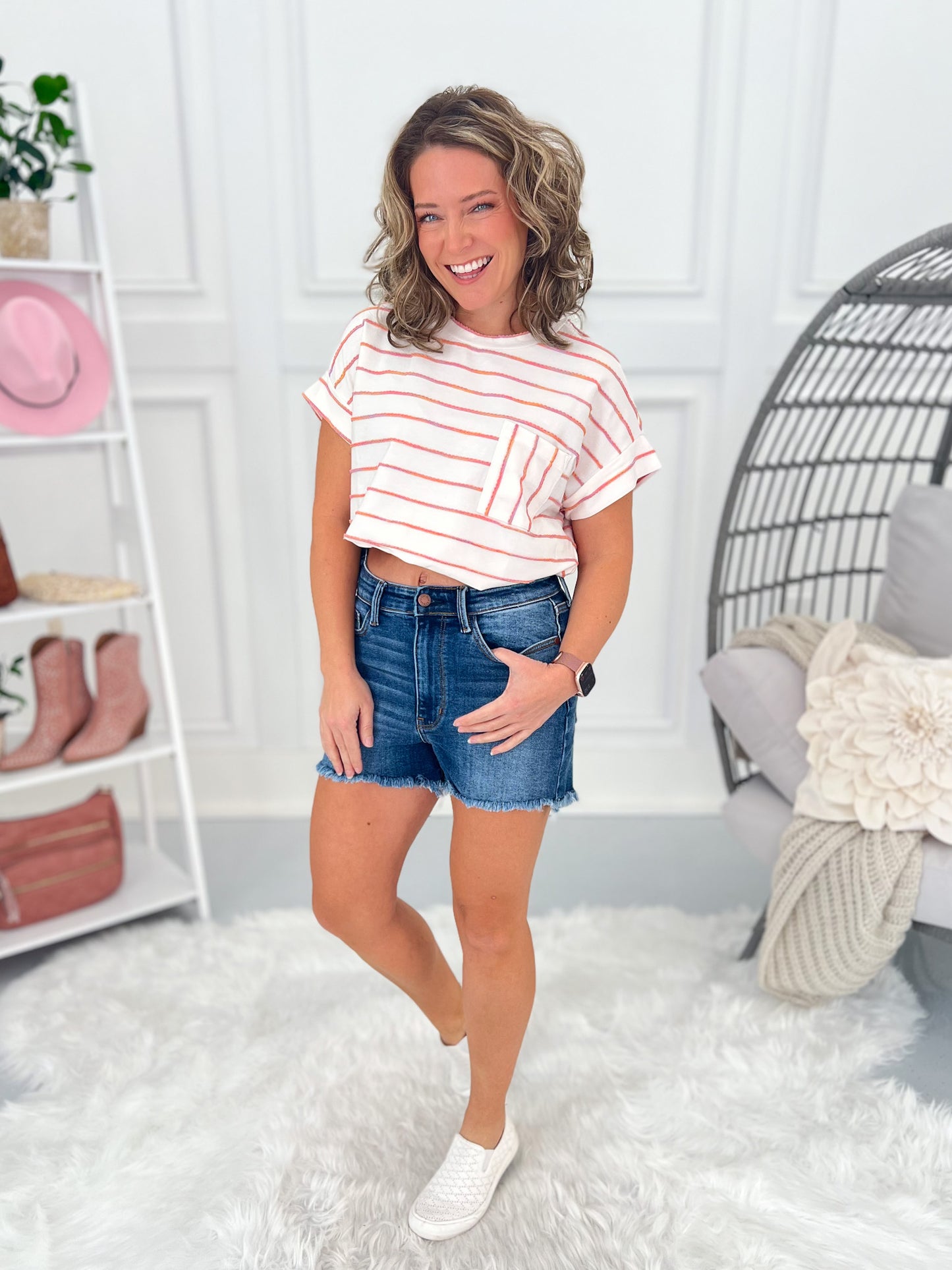 Off Duty - Judy Blue Fray Hem Shorts
