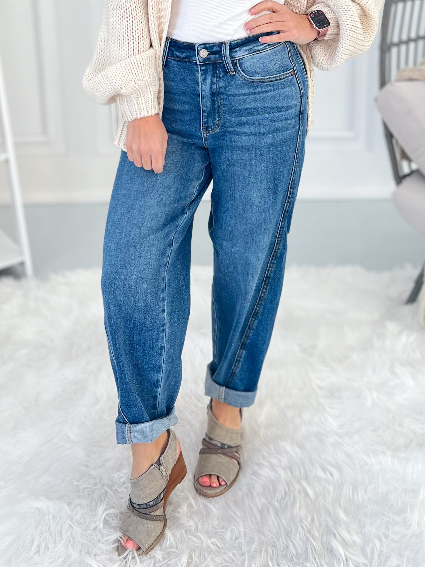 Perfect Balance - Judy Blue Rigid Magic Panel Barrel Jean