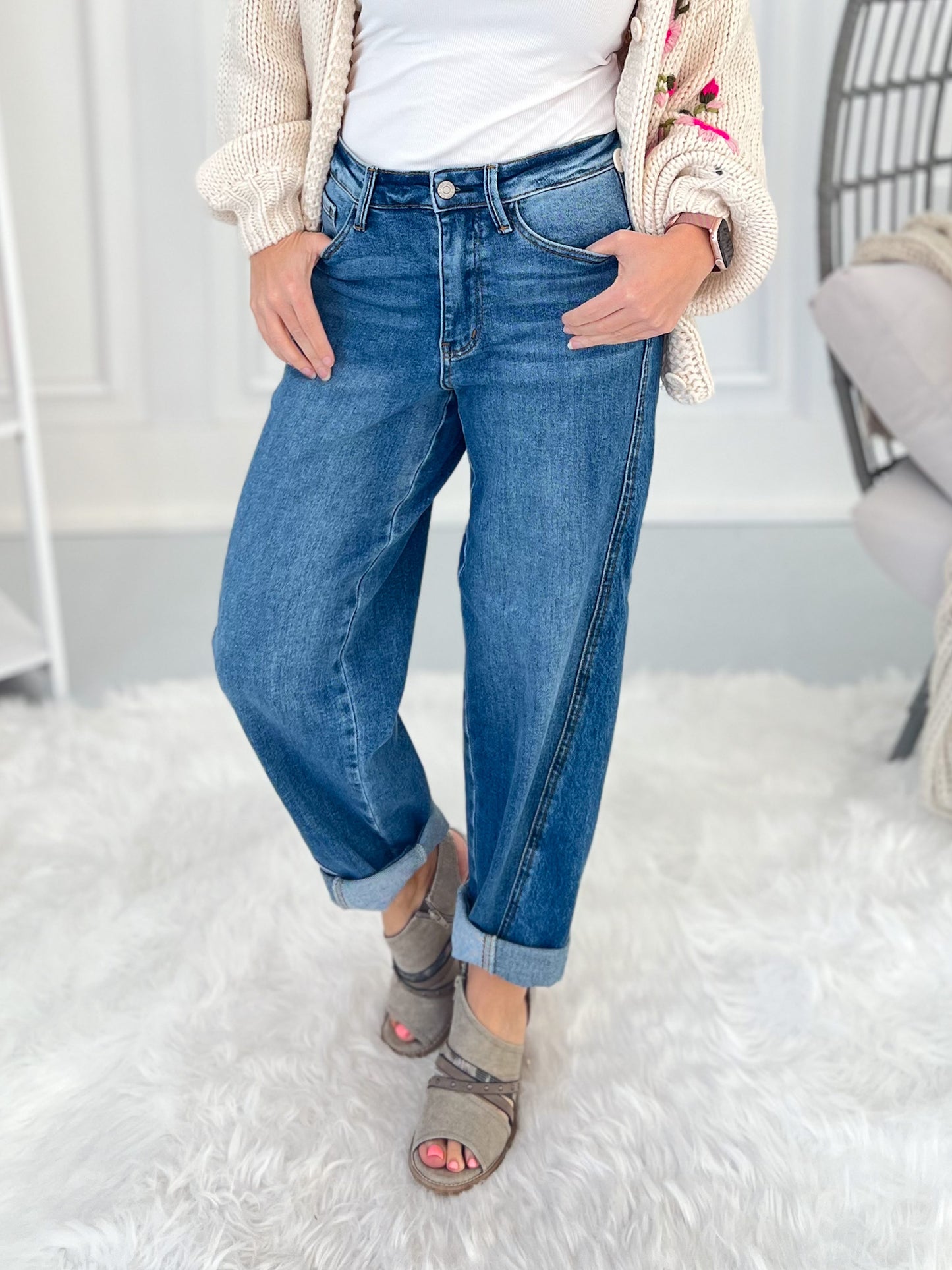 Perfect Balance - Judy Blue Rigid Magic Panel Barrel Jean