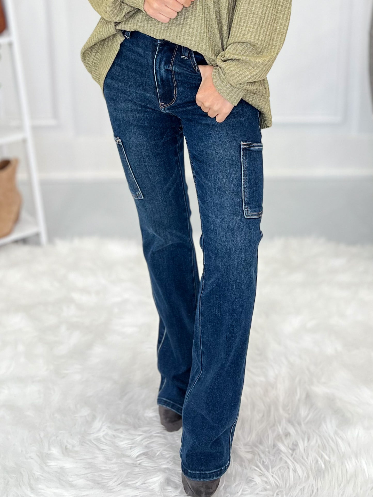 Out Of Pocket - Judy Blue Cargo Bootcut Jeans