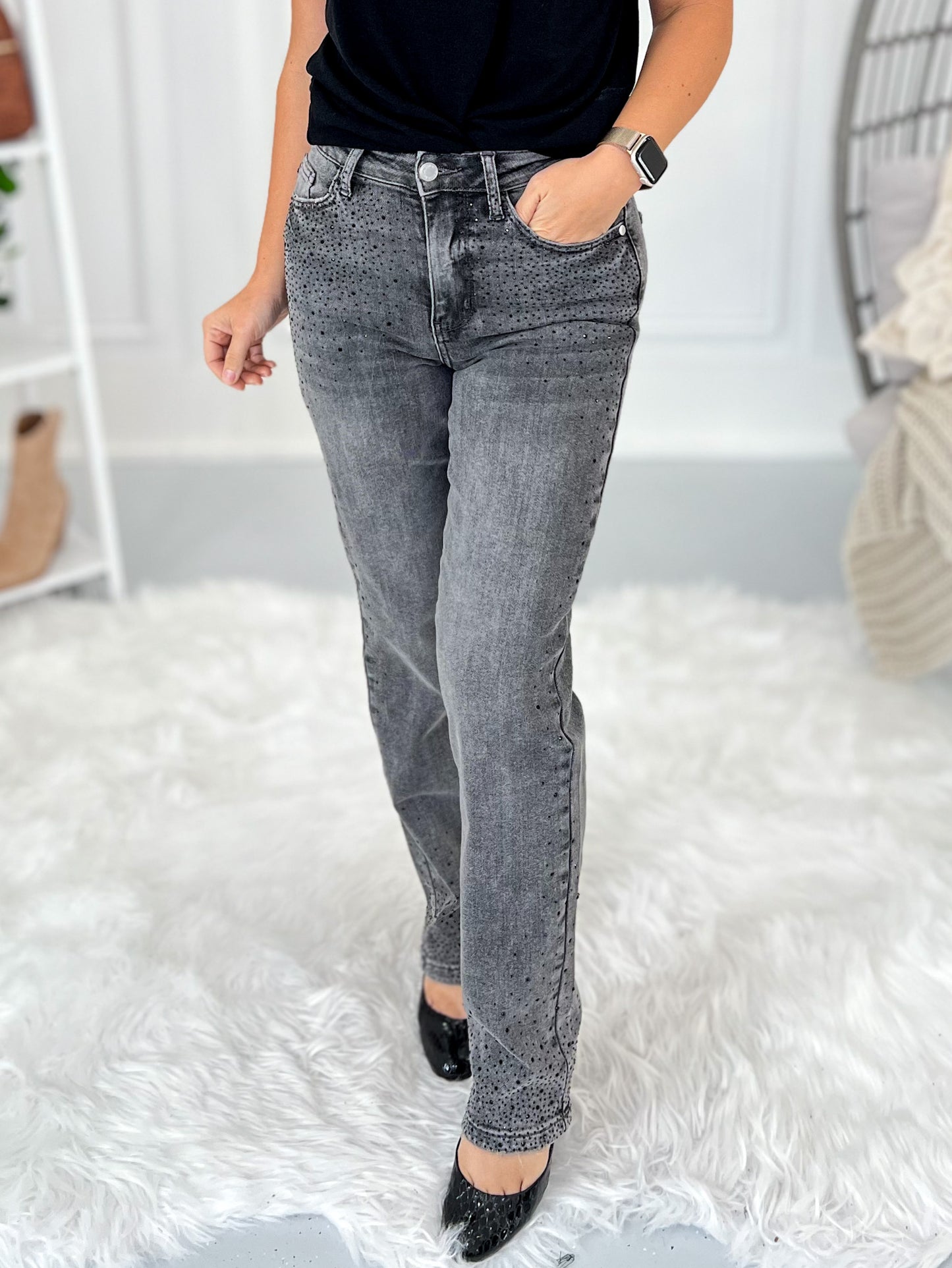 Judy Blue - Rhinestone Straight Leg Jeans