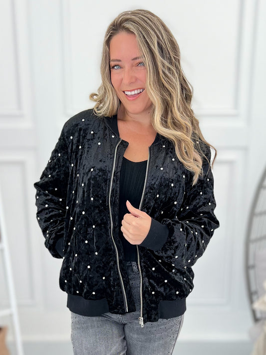 Stone Cold Sparkle Bomber Jacket