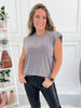 Subtle Shine Shoulder Padded Tank - Grey