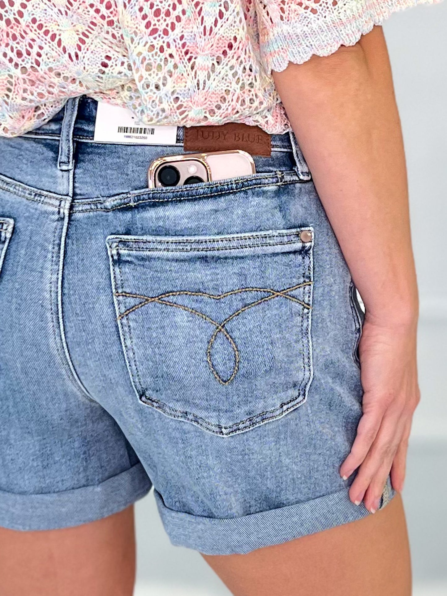 On Speed Dial - Judy Blue Cell Phone Pocket Shorts
