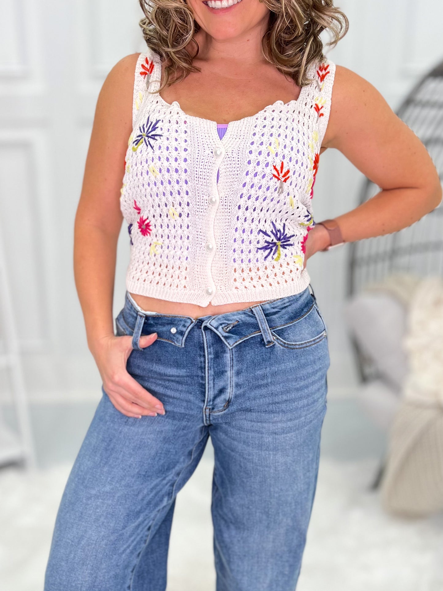 Cuff Love - Judy Blue Fold Over Waistband Straight Leg Jean