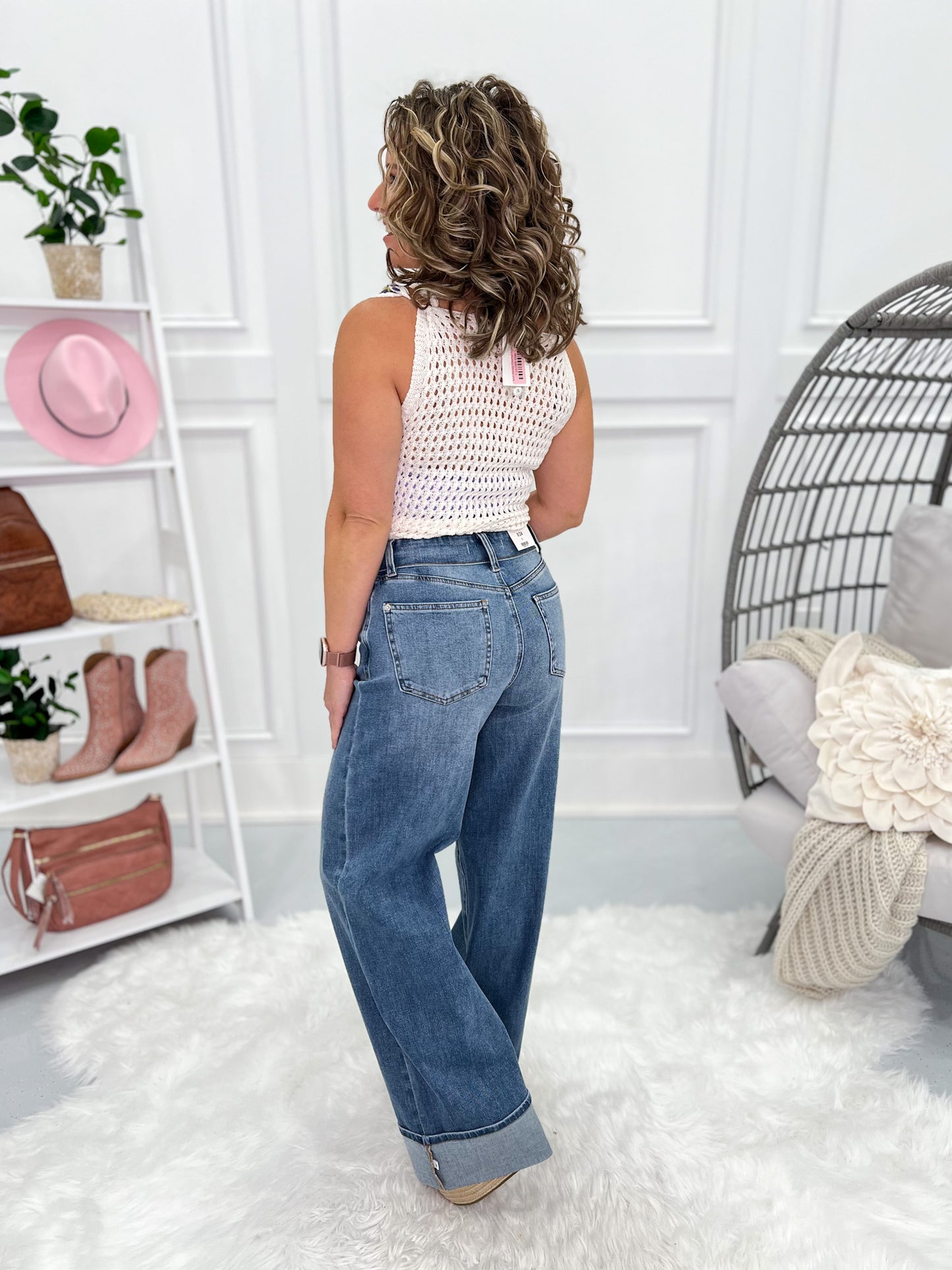 Cuff Love - Judy Blue Fold Over Waistband Straight Leg Jean