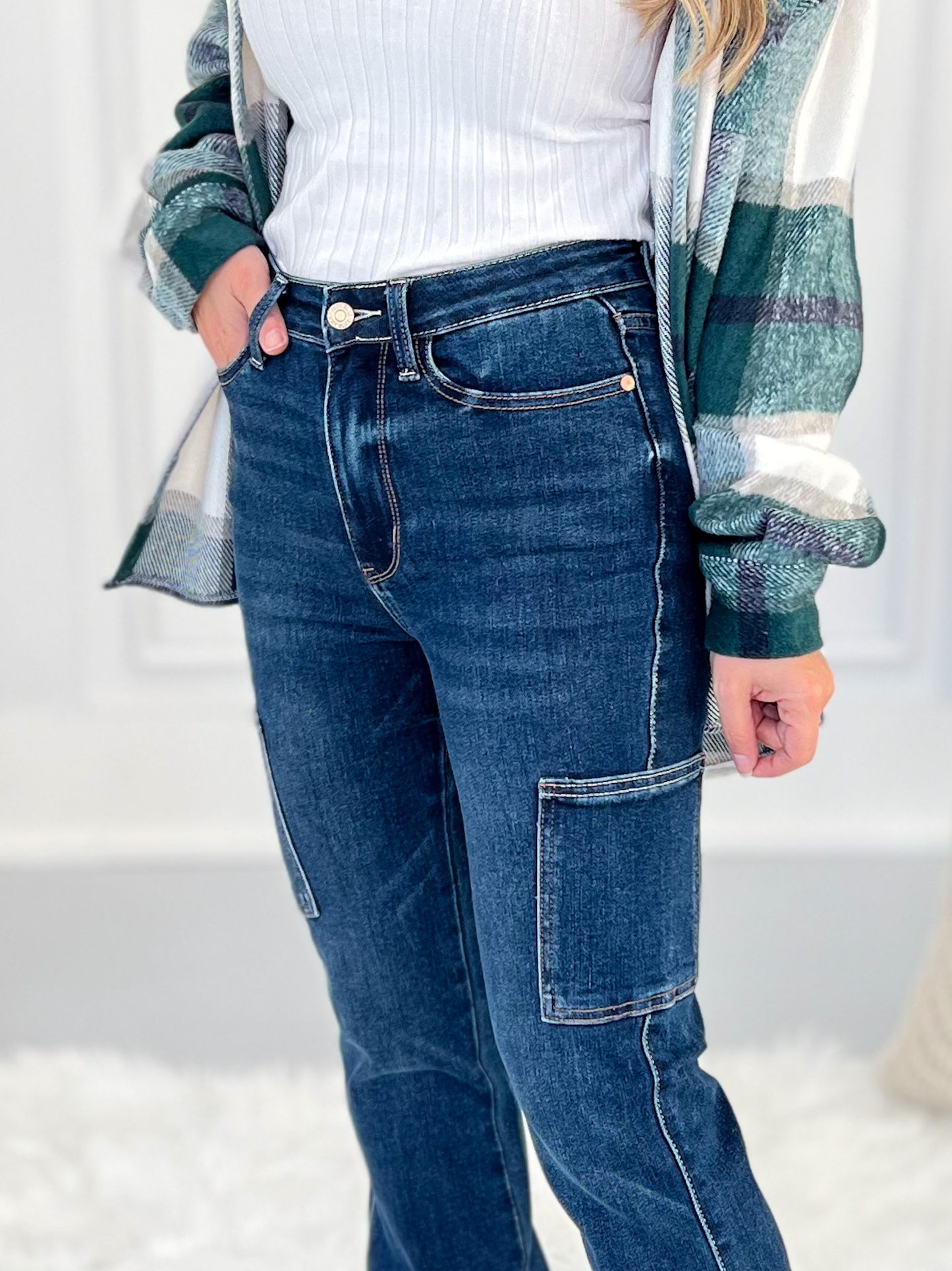 Out Of Pocket - Judy Blue Cargo Bootcut Jeans