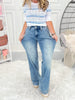 Two For The Show - Judy Blue Double Button Wide Leg Jean