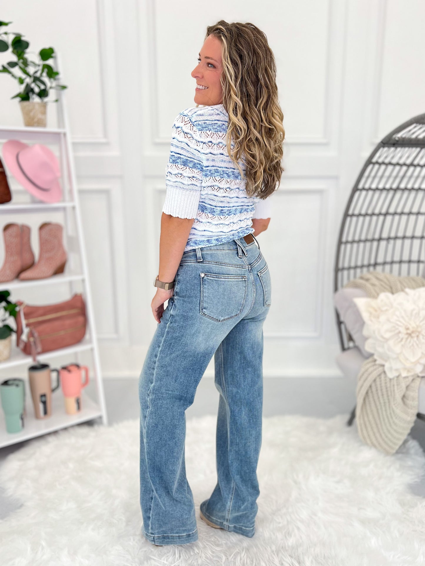 Two For The Show - Judy Blue Double Button Wide Leg Jean