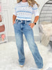 Two For The Show - Judy Blue Double Button Wide Leg Jean