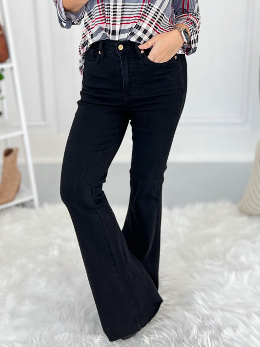 Judy Blue Tummy Control Cut Hem Flare Jeans