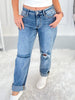 Unbothered Era - Judy Blue Distressed Cuffed Boyfriend Jean