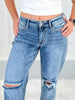 Unbothered Era - Judy Blue Distressed Cuffed Boyfriend Jean