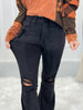 Judy Blue Tummy Control Destroyed Black Flare Jeans - Final Sale