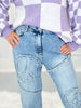 Good Vibes Only Embroidered Denim Pants