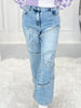 Good Vibes Only Embroidered Denim Pants