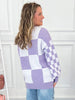 Checkered Pullover Sweater - Lavender