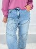 Good Vibes Only Embroidered Denim Pants
