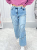 Good Vibes Only Embroidered Denim Pants