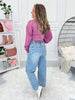 Good Vibes Only Embroidered Denim Pants