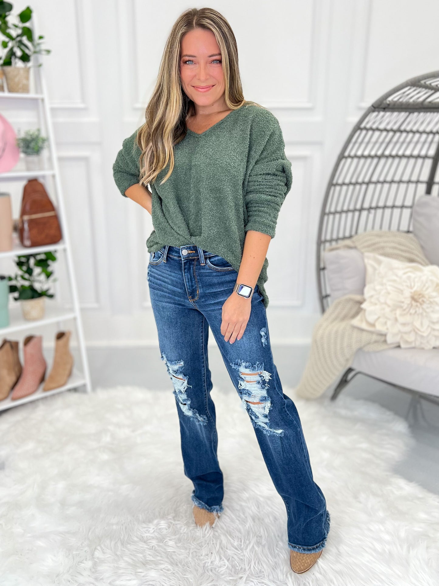 Judy Blue Destroyed Dad Jeans- Final Sale