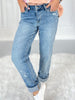 Dial It Back - Judy Blue Bleach Splatter Cuffed Boyfriend Jean