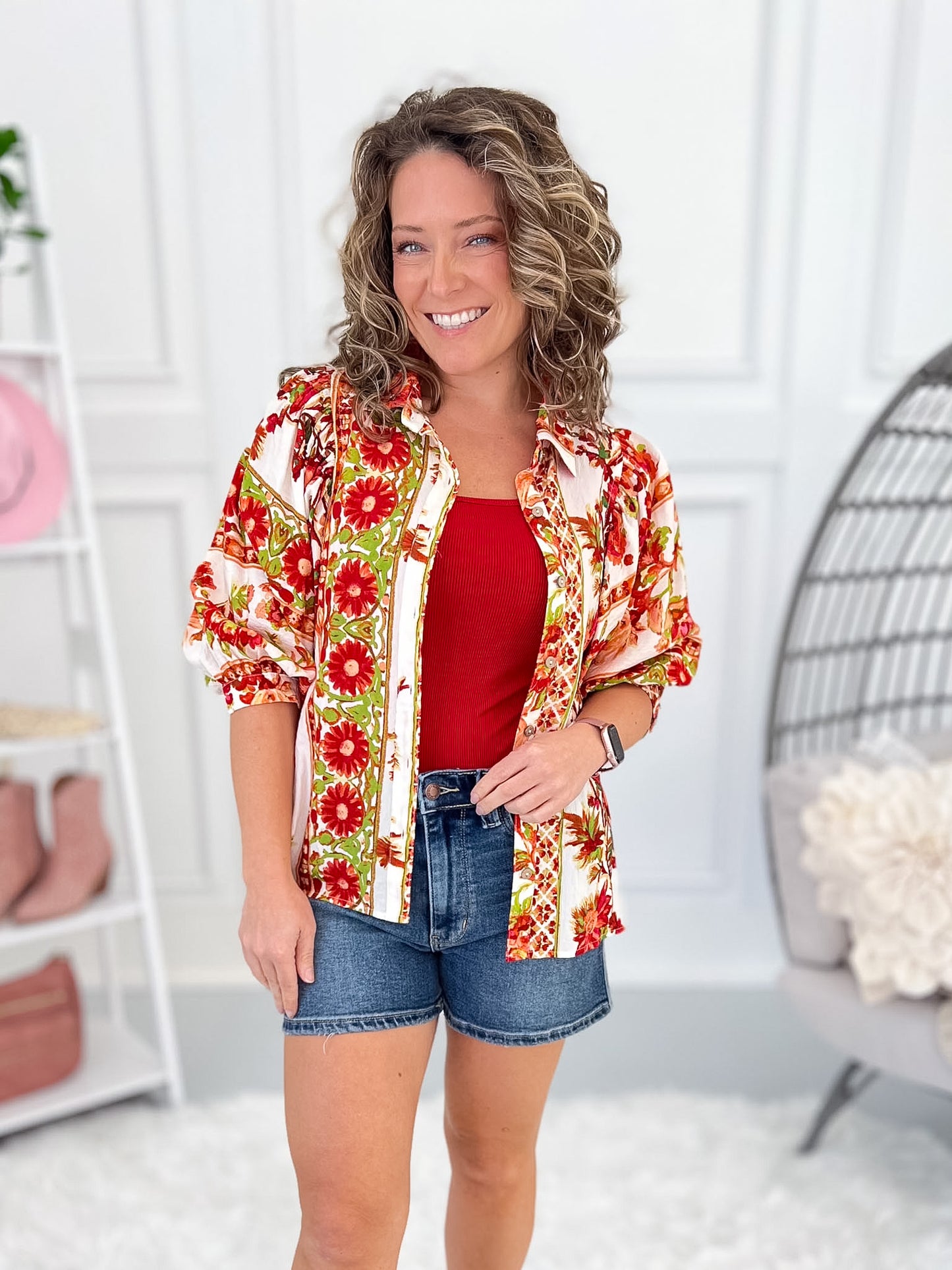Boho Garden Button-Up Top