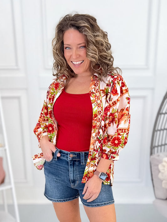 Boho Garden Button-Up Top