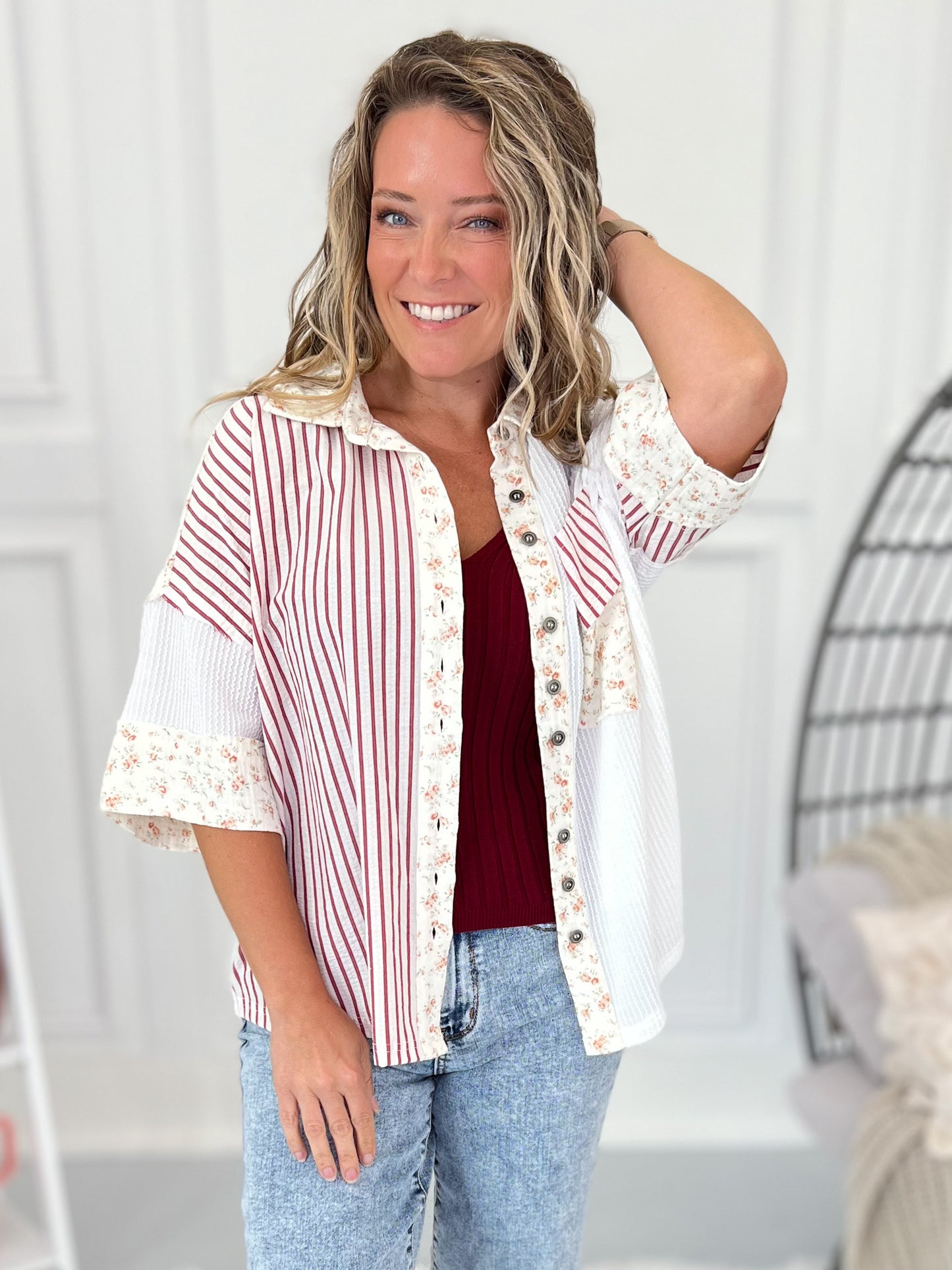 Get Out Of Town Button Up Top