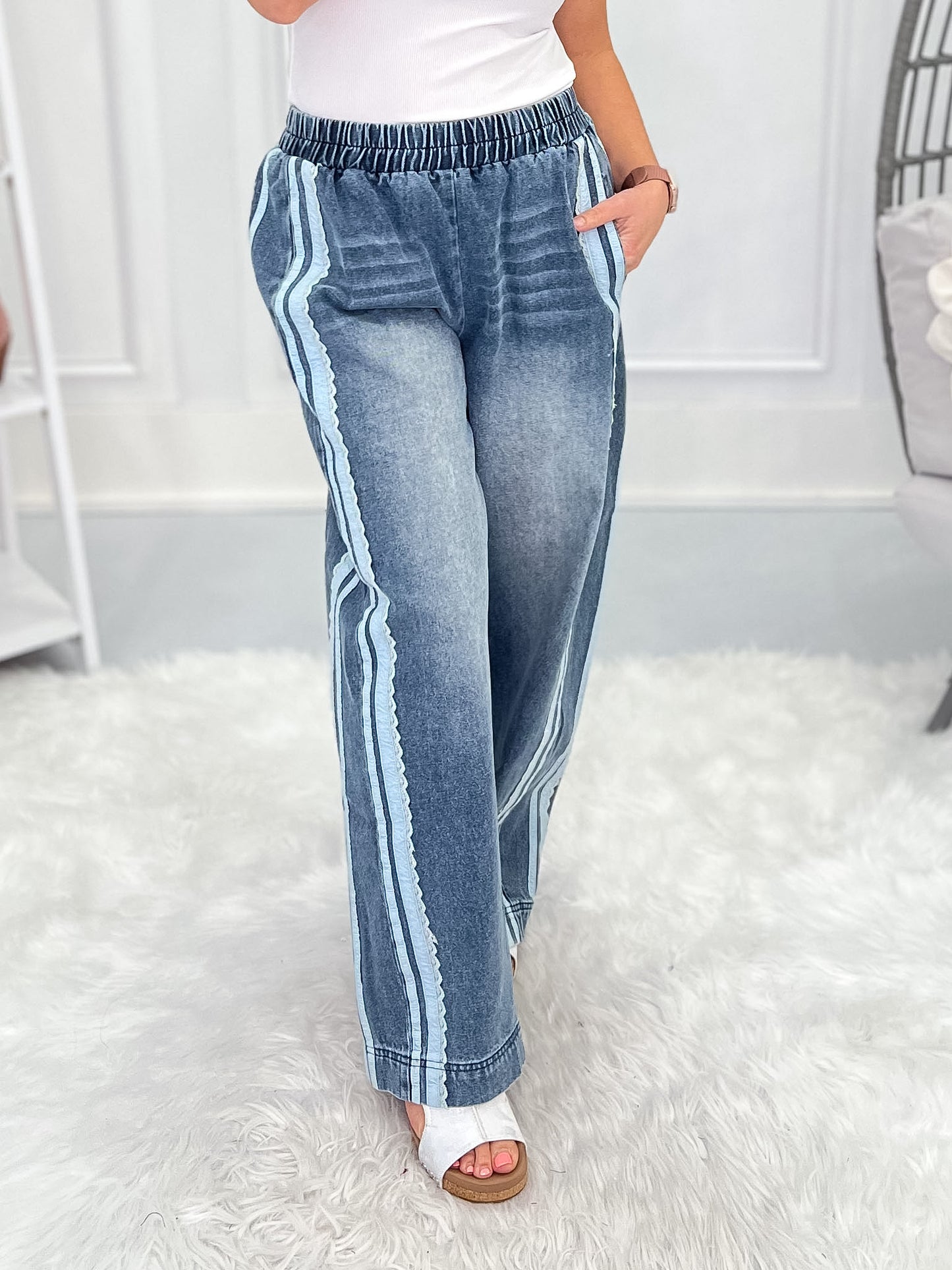 Time And Lace Denim Pants