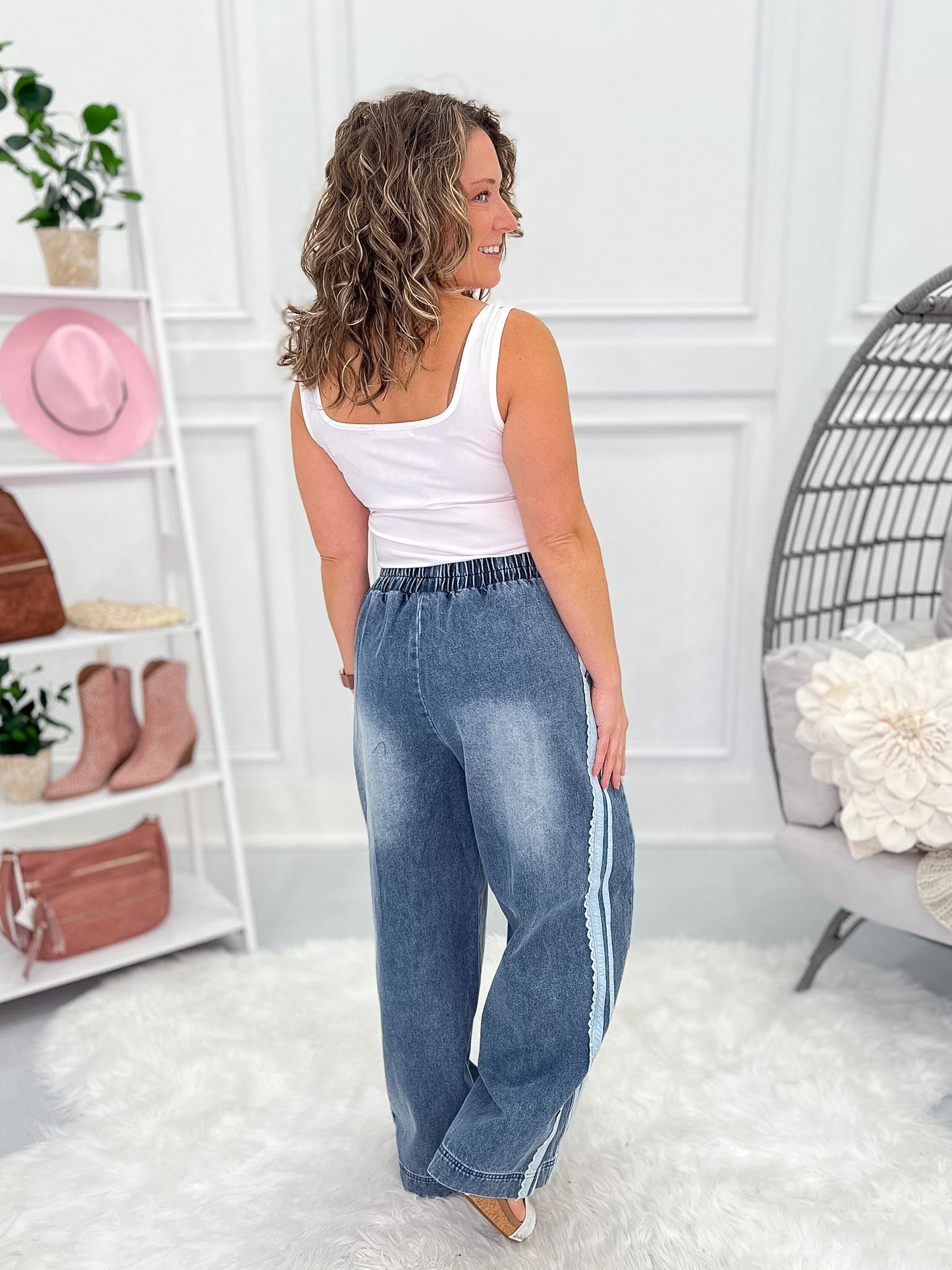 Time And Lace Denim Pants