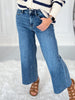 Fray Spirit - Judy Blue Raw Hem Cropped Wide Leg Jean