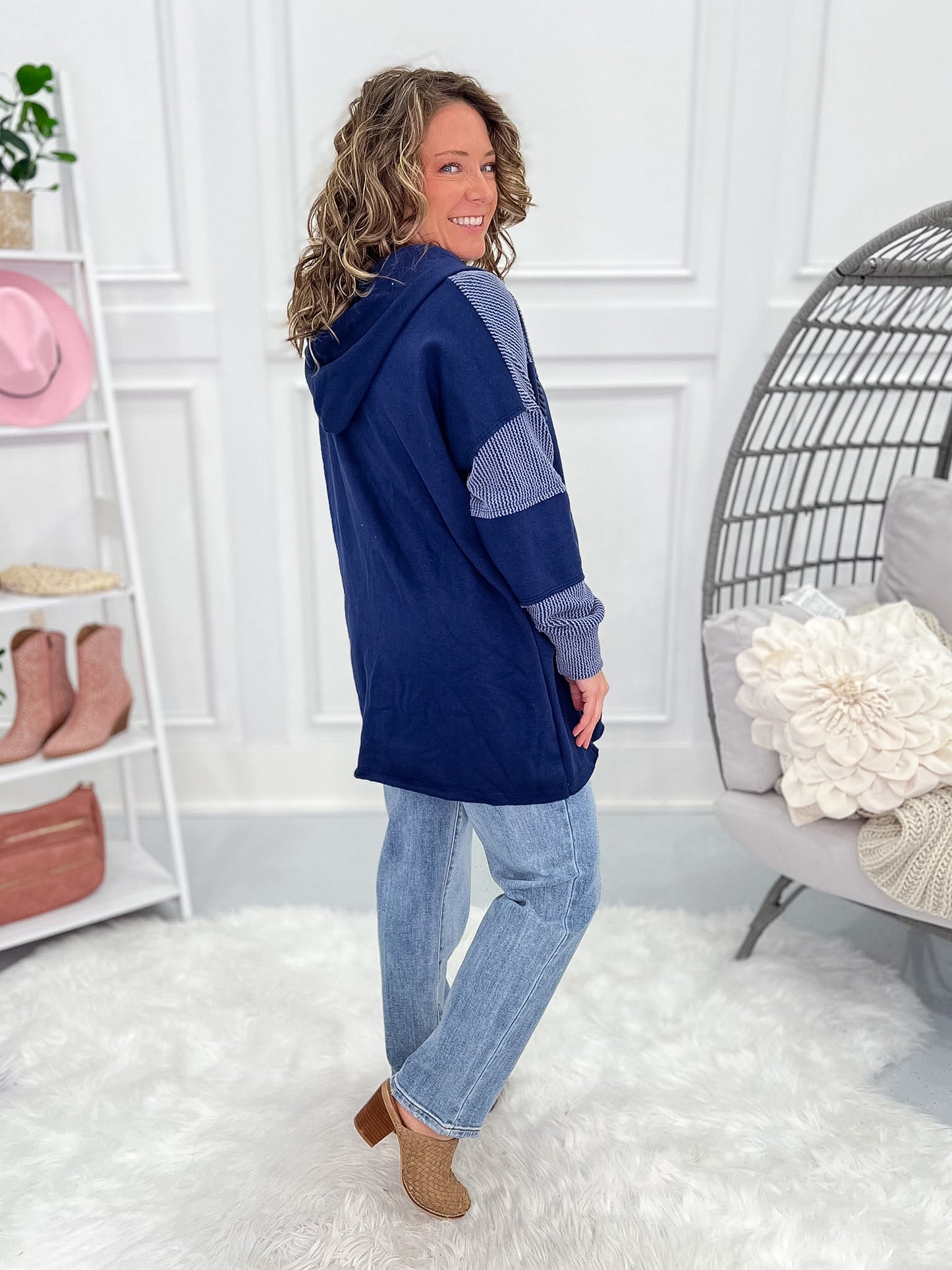 On Repeat Hooded Button Up