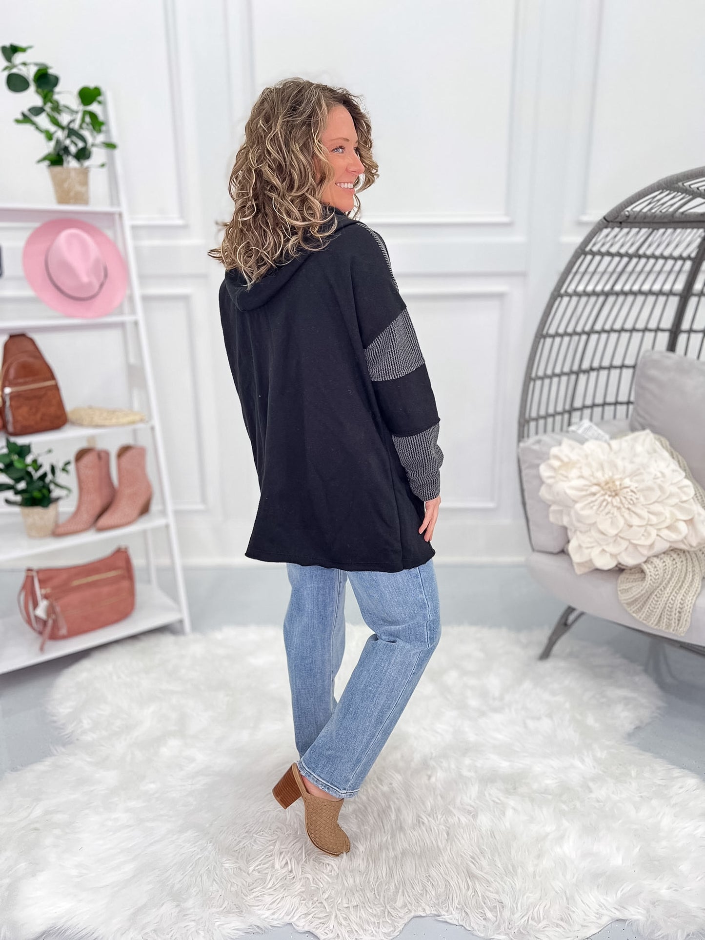On Repeat Hooded Button Up