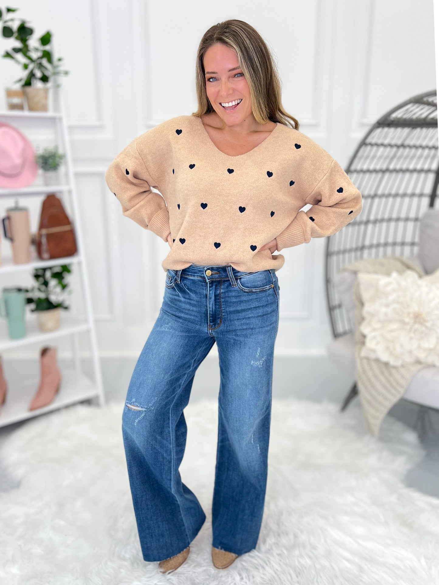 Rumor Has It - Judy Blue Retro Wide Leg Cuffed Jeans